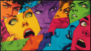 Vivid Pop Art Portrait Collage With Shocked Expressions