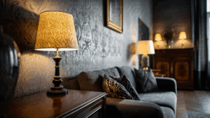 Elegant Dark Living Room With Classic Furniture and Mood Lighting