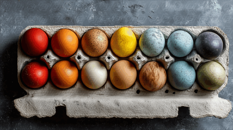 Brightly Colored Eggs in Modern Carton Display