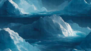 Dramatic Icebergs Drifting Across Cold Ocean Waters