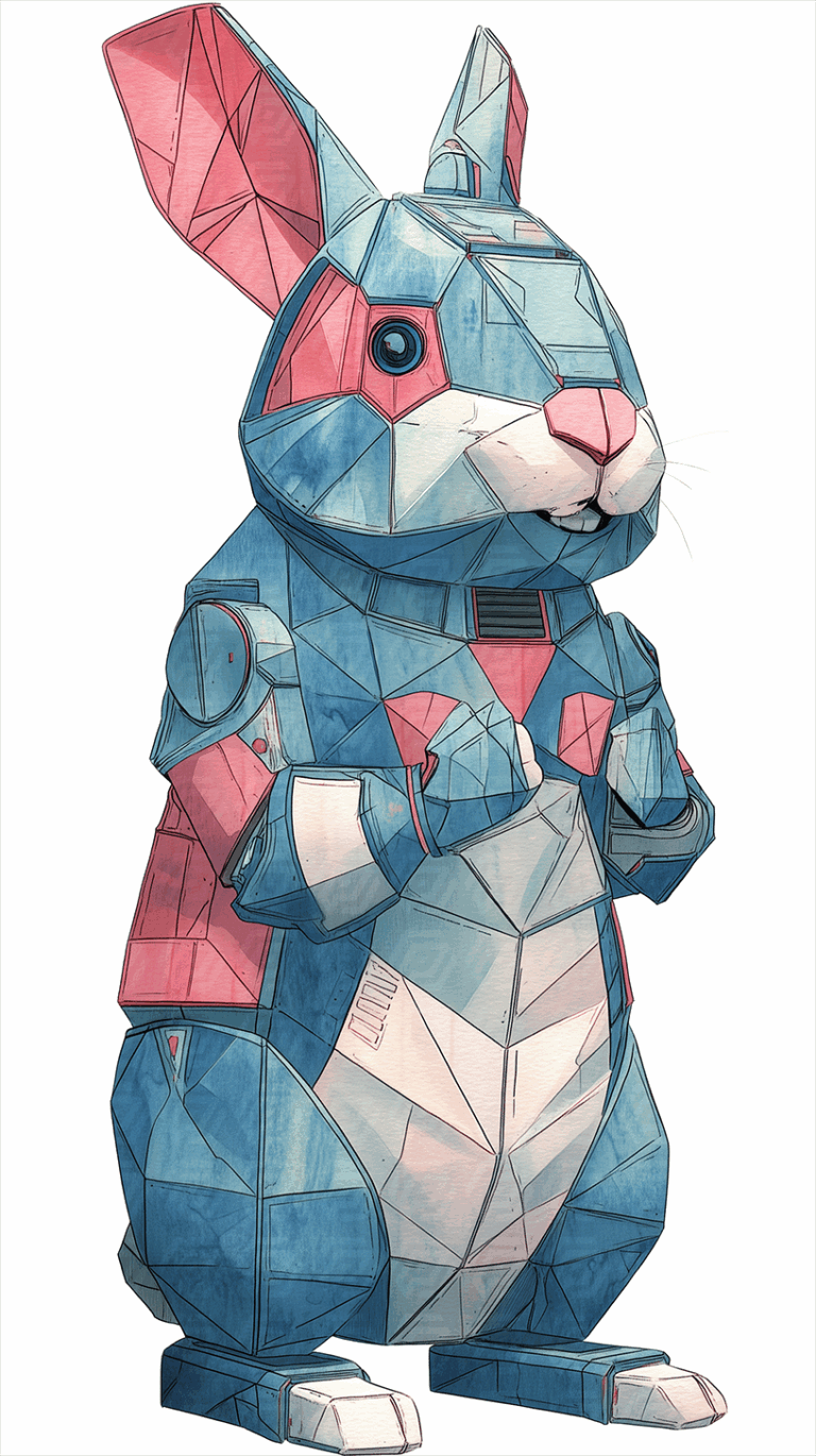 Futuristic Mechanical Rabbit with Detailed Cyber Features