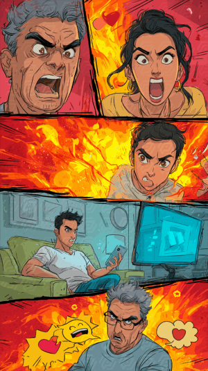 Family Explosion of Emotions in Comic Format