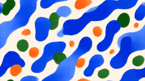 Blue Abstract Organic Shapes with Green and Orange Blobs
