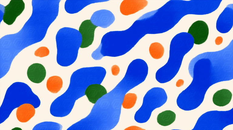 Blue Abstract Organic Shapes with Green and Orange Blobs
