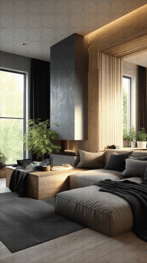 Scandinavian-Inspired Cozy Bedroom Lounge With Fireplace