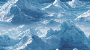 Frozen Mountain Range Overlooking Icy Blue Ocean