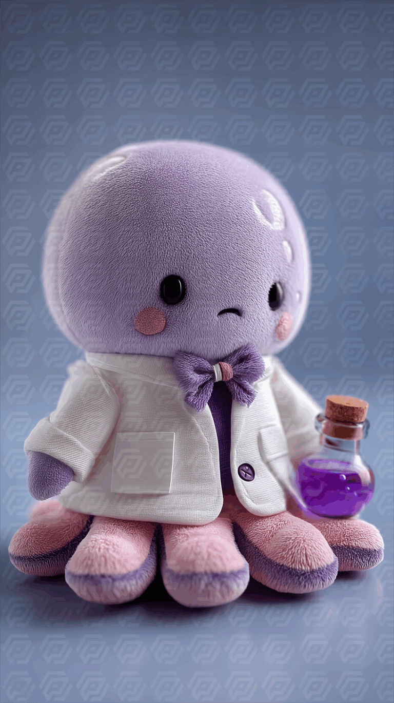 Cute Octopus Scientist Plush with Potion