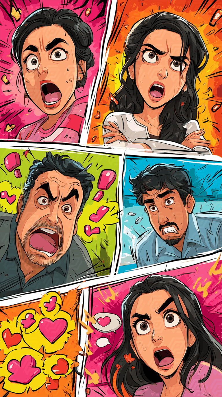 Comic Strip of Heated Arguments and Surprising Reactions