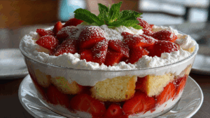 Large Strawberry Trifle Dessert Bowl Fresh And Creamy