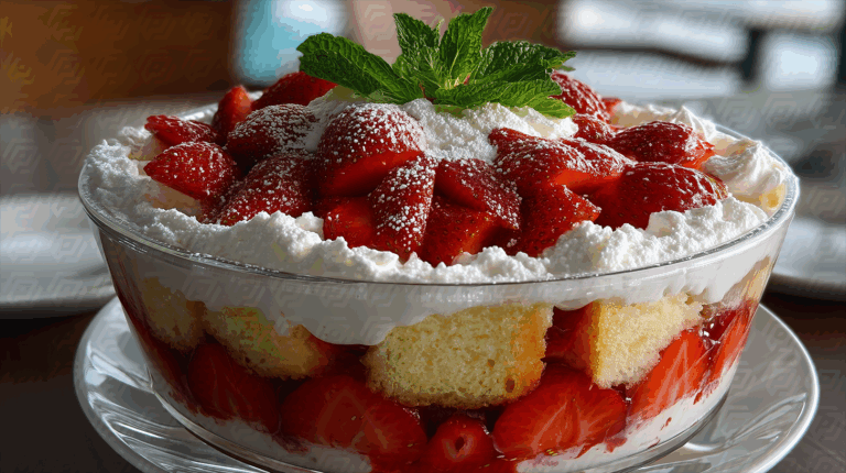 Large Strawberry Trifle Dessert Bowl Fresh And Creamy