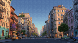 Peaceful Urban Street in Morning Light
