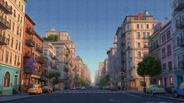Peaceful Urban Street in Morning Light