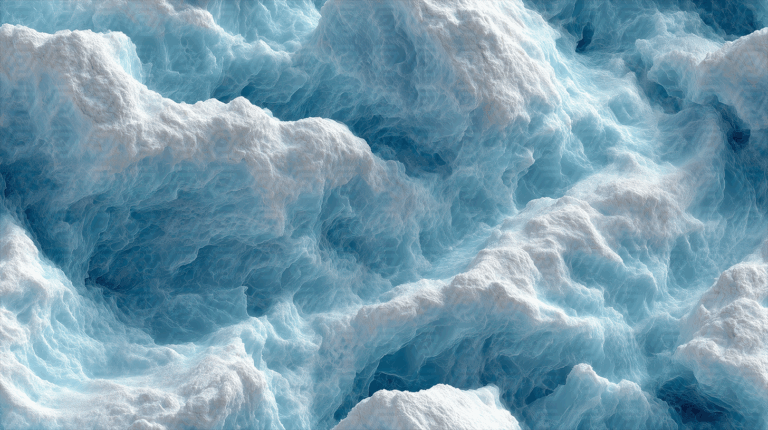 Abstract Ice Formation With Soft Curves and Blue Light