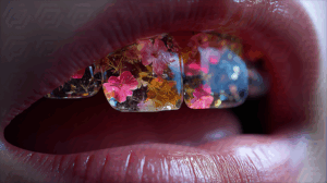 Glossy Floral Teeth with Embedded Petals in Resin