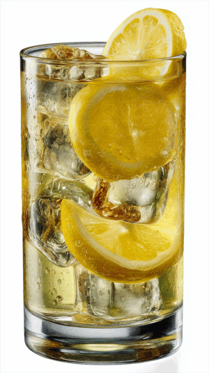 Refreshing Lemon Drink With Ice in Clear Glass