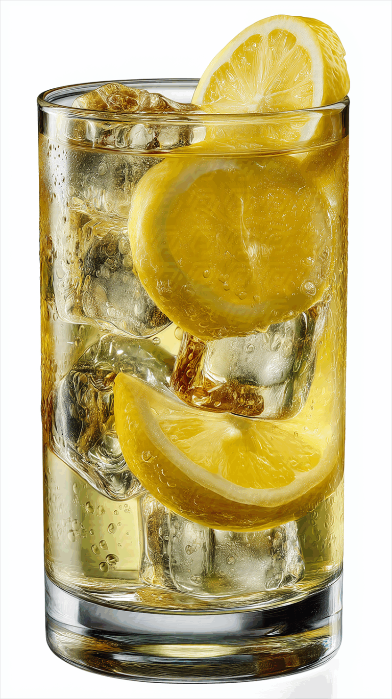 Refreshing Lemon Drink With Ice in Clear Glass