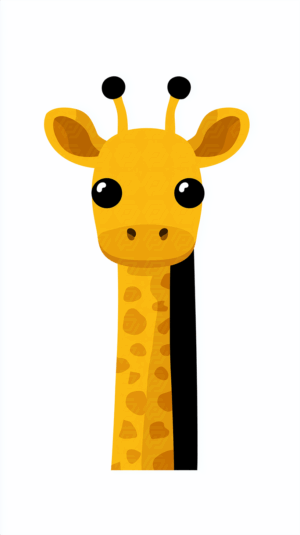 Cute Cartoon Giraffe Head With Big Eyes and Simple Design