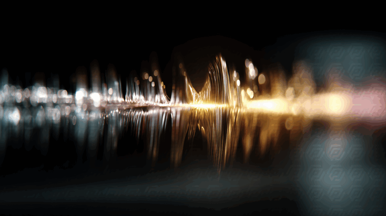 Abstract Light Wave With Gold Highlights