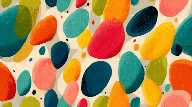 Colorful Abstract Pebbles With Textured Brush Strokes