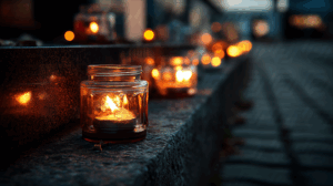 Candlelight Memorial in Glass Jars at Twilight