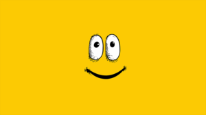 Playful Cartoon Smile on Yellow Background