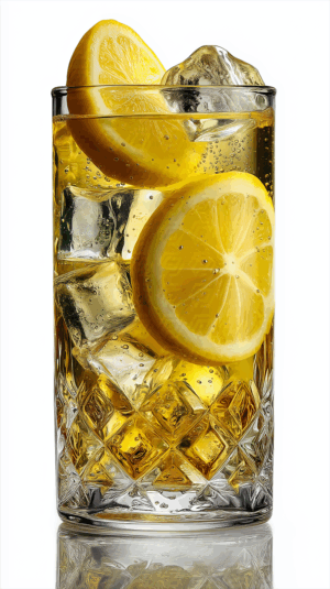Chilled Lemon Sparkling Drink in Cut Glass