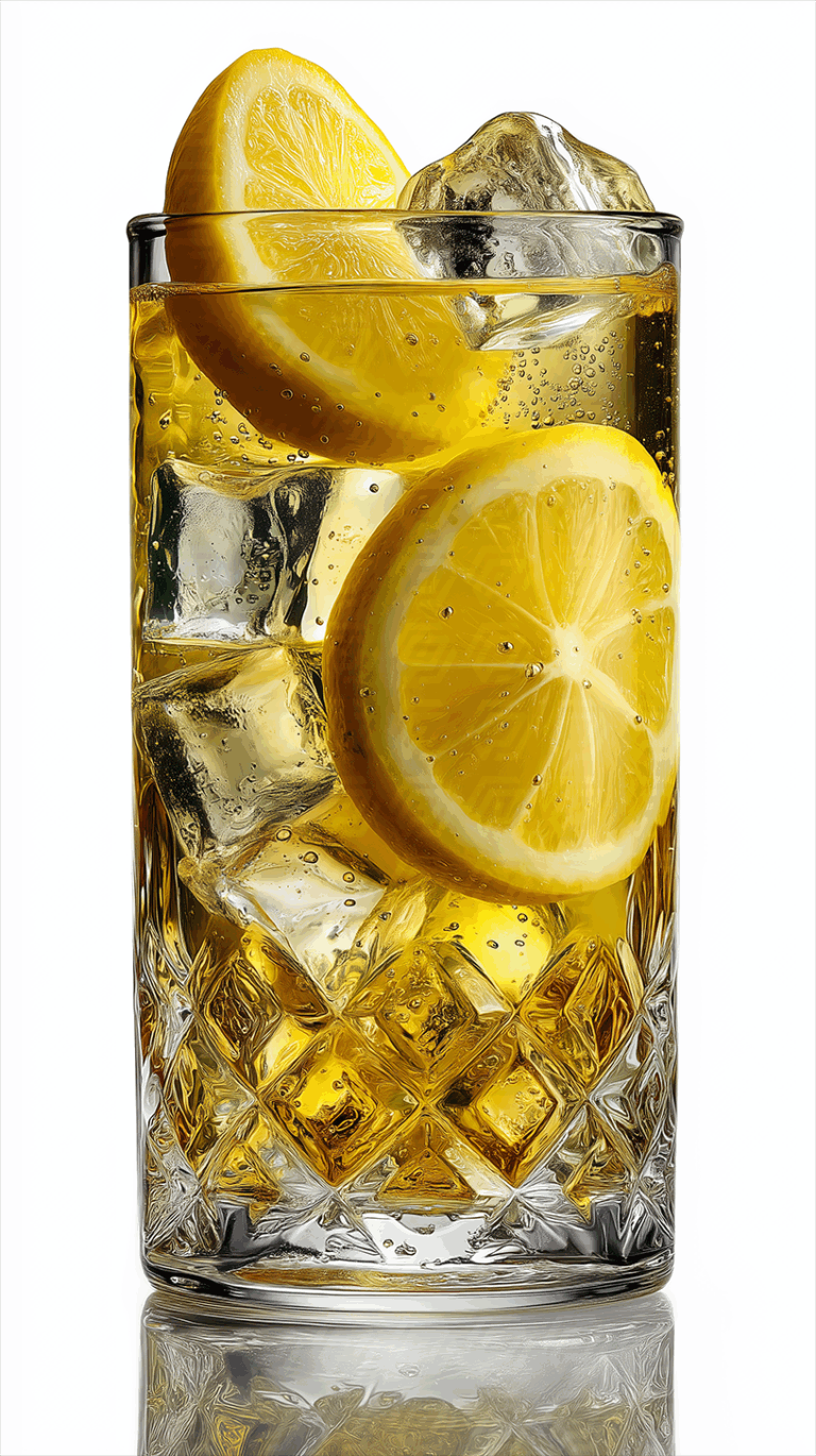 Chilled Lemon Sparkling Drink in Cut Glass