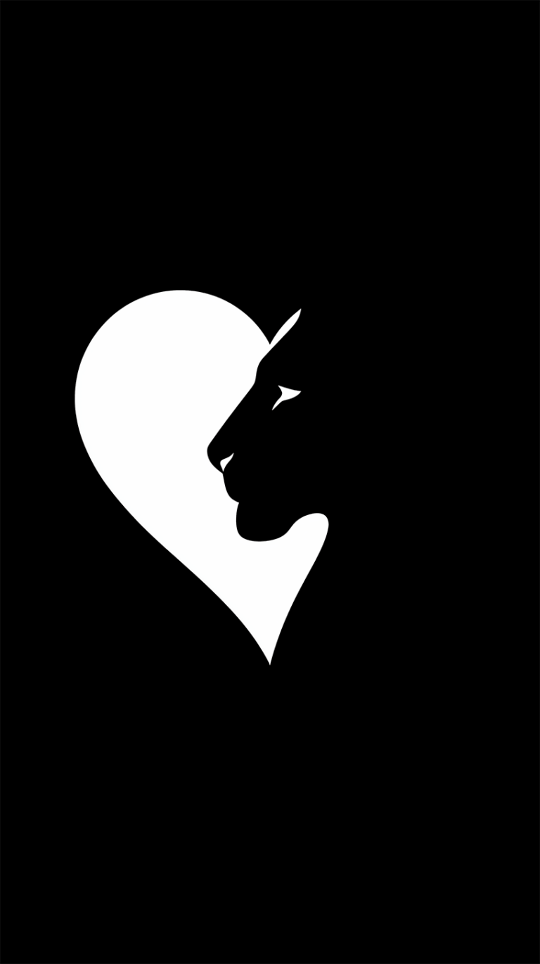 Lion Heart Logo in White Negative Space Style