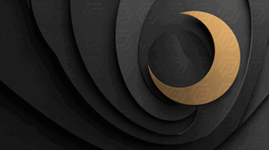 Abstract Black And Gold Crescent Moon Design