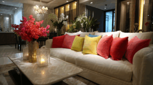 Luxurious Modern Living Room With Colorful Accent Pillows