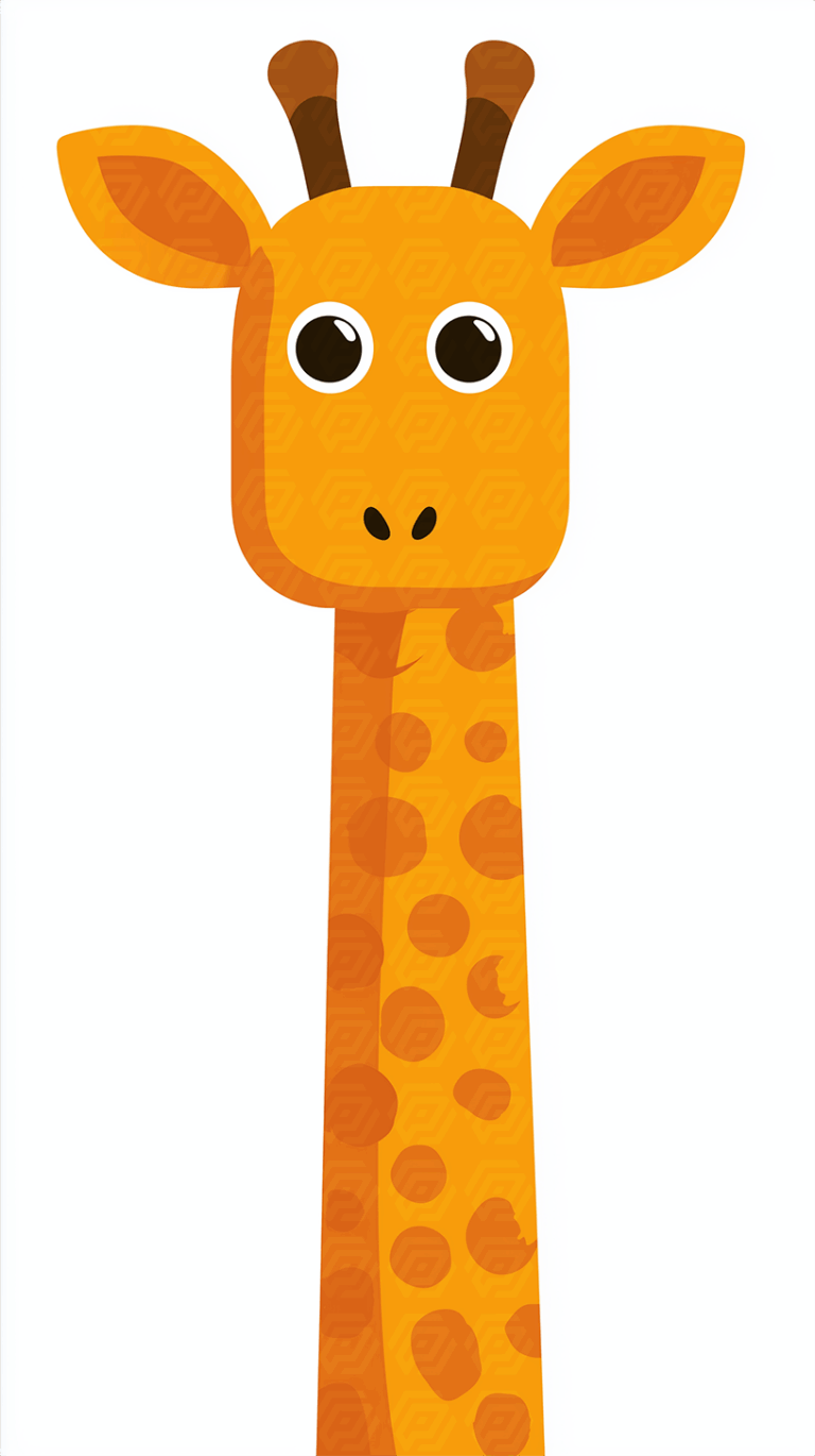 Minimalist Giraffe Illustration With Long Neck and Big Eyes