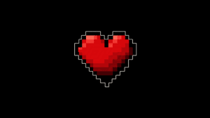 Outlined Pixel Heart On Black Background