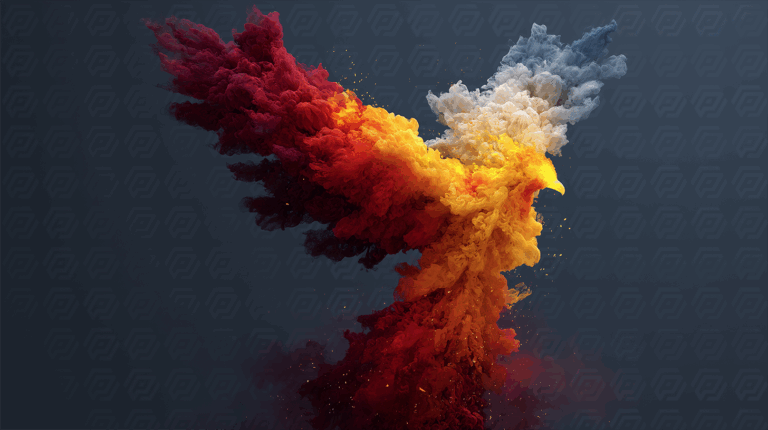 Phoenix Shaped From Colorful Smoke Plume