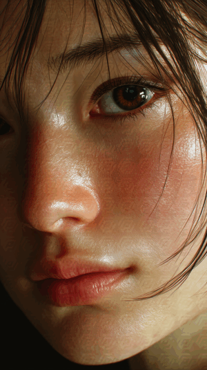 Realistic Portrait of Young Woman with Wet Hair and Glowing Skin