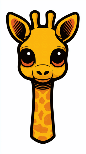 Cartoon Giraffe With Big Eyes and Bold Black Outlines