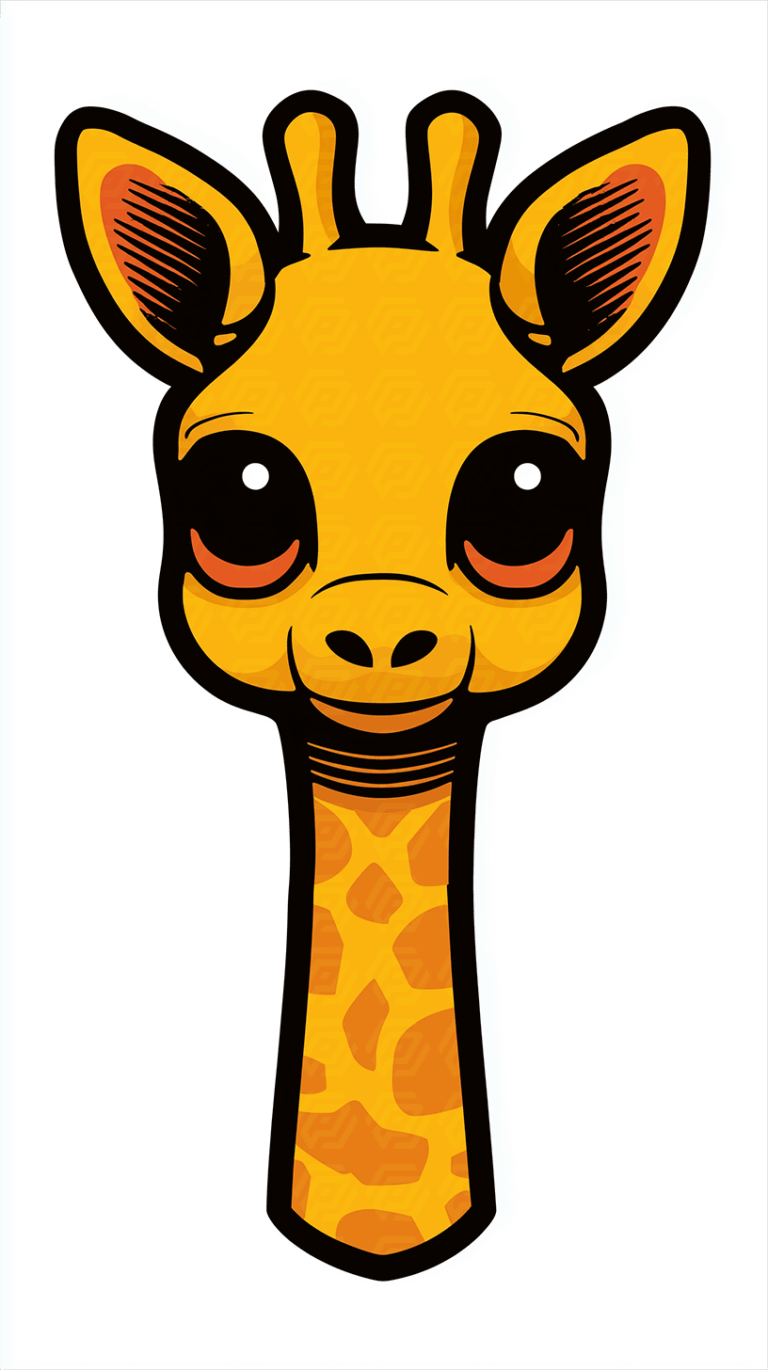 Cartoon Giraffe With Big Eyes and Bold Black Outlines