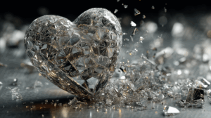 Shattered Glass Heart With Realistic Reflection