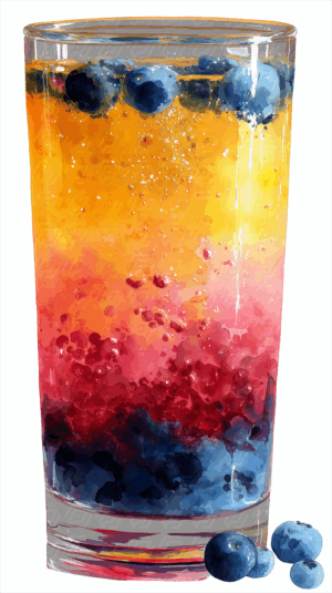 Vibrant Layered Blueberry Citrus Mocktail with Bubbles