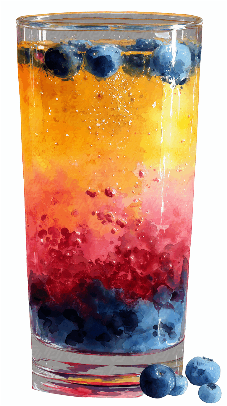 Vibrant Layered Blueberry Citrus Mocktail with Bubbles