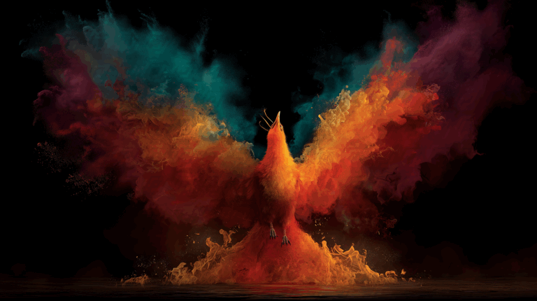 Vibrant Phoenix Rising With Explosive Colors