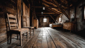 Rustic Wooden Attic Bedroom With Antique Chairs