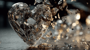 Exploding Crystal Heart In Mid-Air