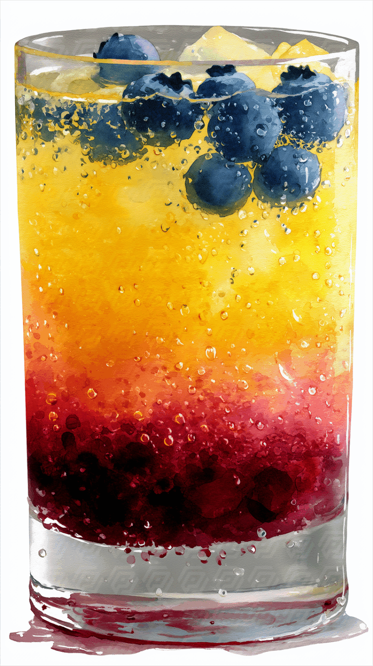 Layered Berry Citrus Sparkling Drink with Blueberries
