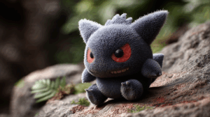 Cute Plush Monster Toy In Forest Setting