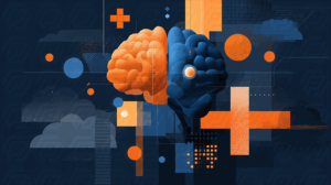Colorful Abstract Brain with Geometric Tech Design