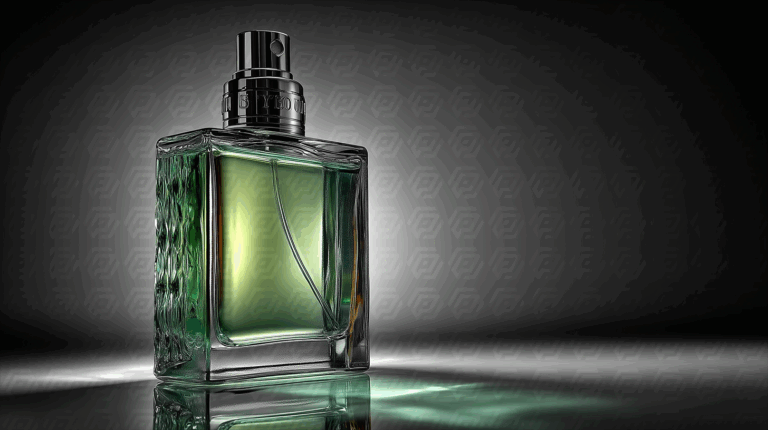 Elegant Green Perfume Bottle With Textured Glass Design