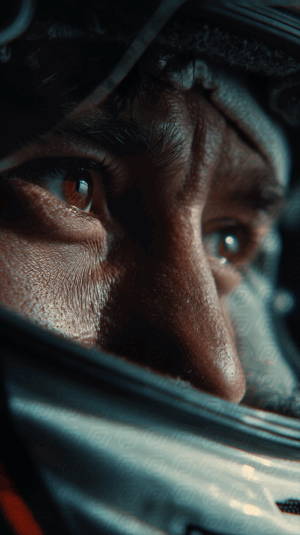 Closeup of Determined Driver With Brown Eyes