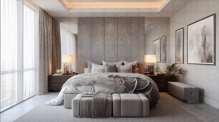 Modern Bedroom Interior With Elegant Lighting And Minimalist Decor
