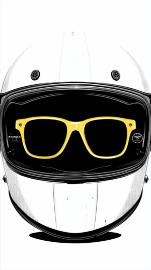 Minimalist Helmet With Yellow Glasses Illustration
