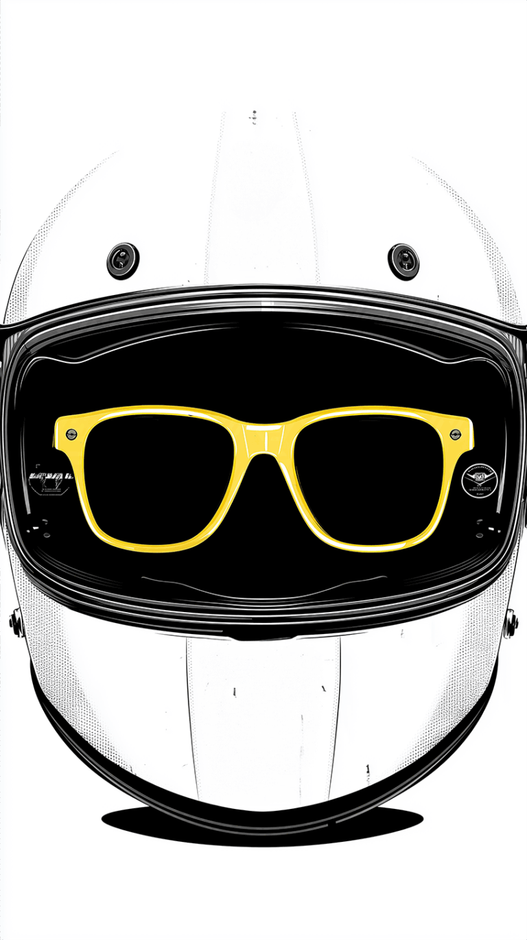 Minimalist Helmet With Yellow Glasses Illustration